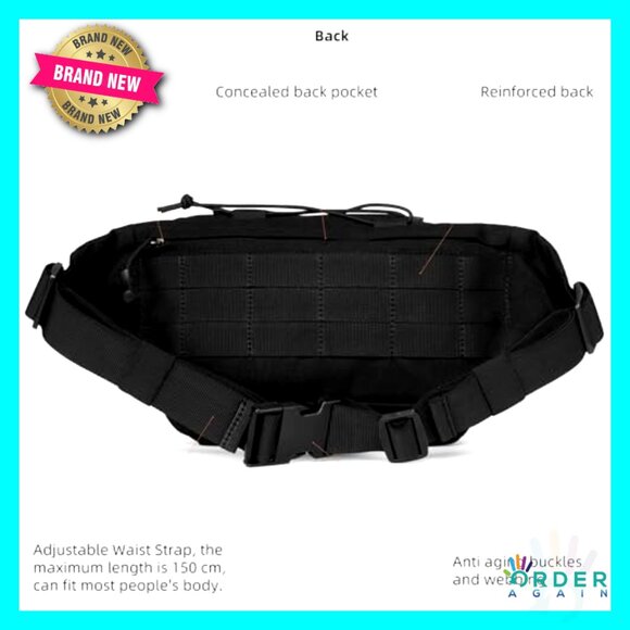 Tactical Fanny Pack Anti-Theft Waist Bag Spacious Urban Commute Day Hikes - Picture 5 of 6